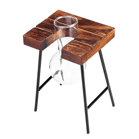Vase Soliflore Bulle avec Plateau en Bois