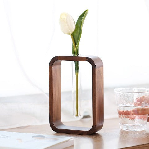 Vase Soliflore Cadre Rectangulaire en Noyer