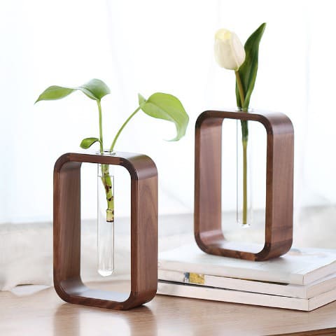 Vase Soliflore Cadre Rectangulaire en Noyer
