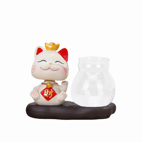 Vase Soliflore Chat Joyeux Porte Bonheur