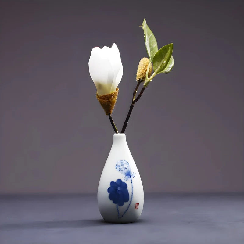 Vase Soliflore Chinois Motif Fleurs