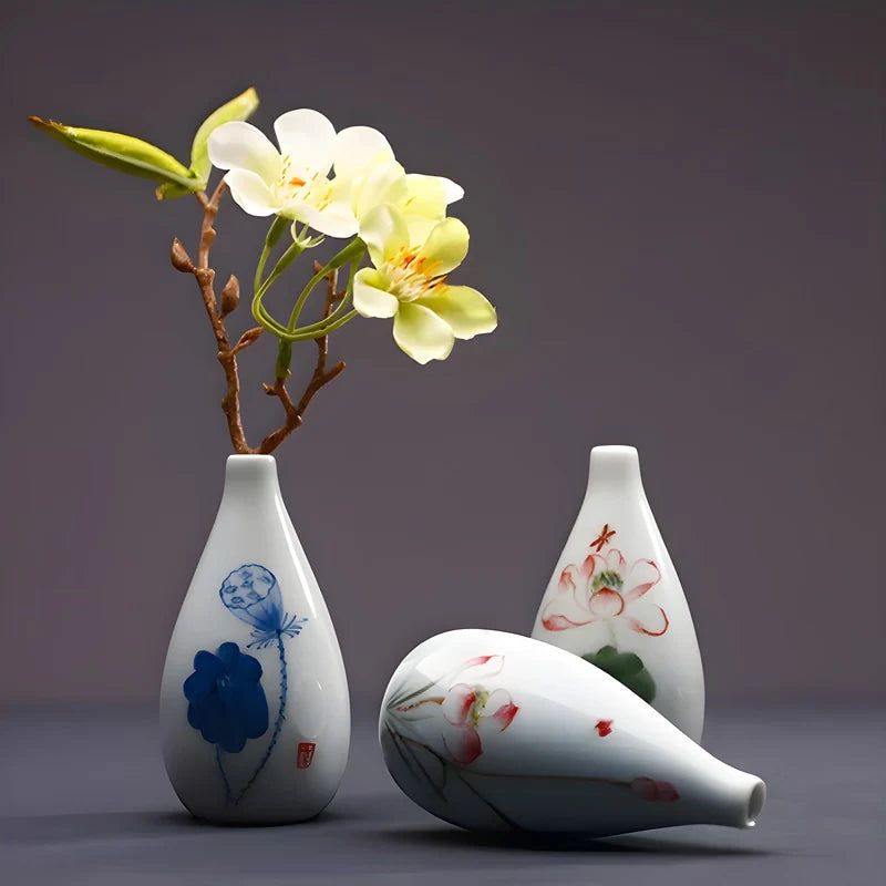 Vase Soliflore Chinois Motif Fleurs