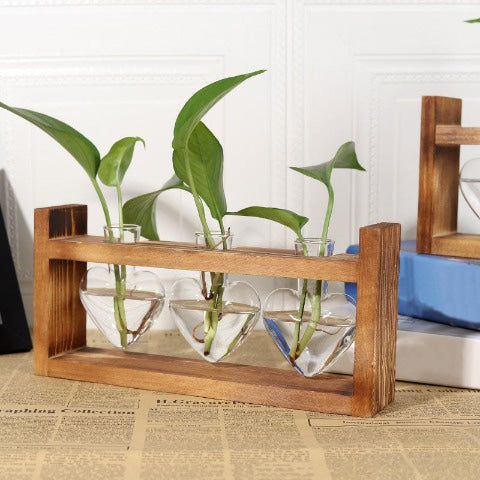 Vase Soliflore Cœur Encadrement Bois
