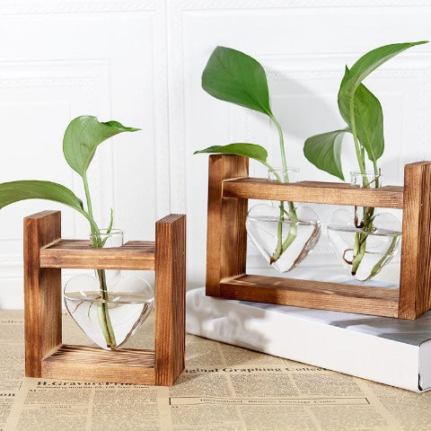 Vase Soliflore Cœur Encadrement Bois