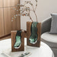 Vase Soliflore Design Rectangulaire en Verre Vert