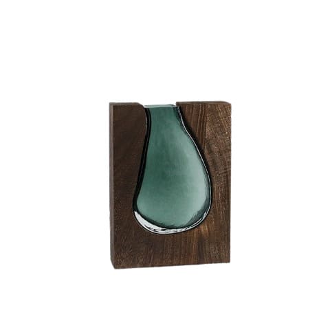 Vase Soliflore Design Rectangulaire en Verre Vert