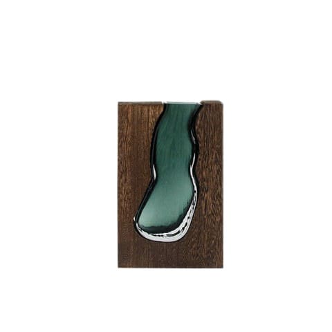 Vase Soliflore Design Rectangulaire en Verre Vert