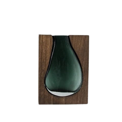 Vase Soliflore Design Rectangulaire en Verre Vert