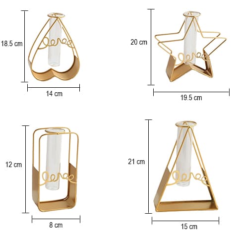 Vase Soliflore Doré Love Forme Géométrique