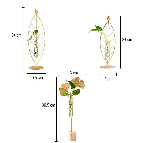 Vase Soliflore Encadrement Feuille Gold