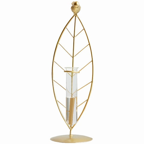Vase Soliflore Encadrement Feuille Gold