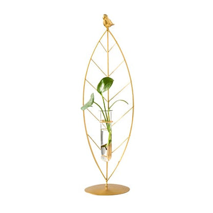 Vase Soliflore Encadrement Feuille Gold