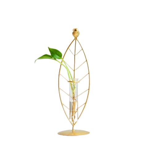 Vase Soliflore Encadrement Feuille Gold