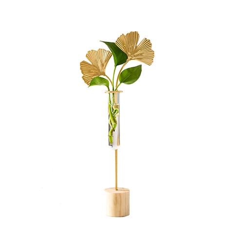 Vase Soliflore Encadrement Feuille Gold