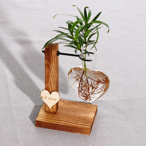 Vase Soliflore Forme Cœur avec Support