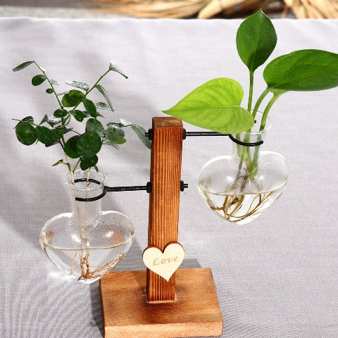 Vase Soliflore Forme Cœur avec Support