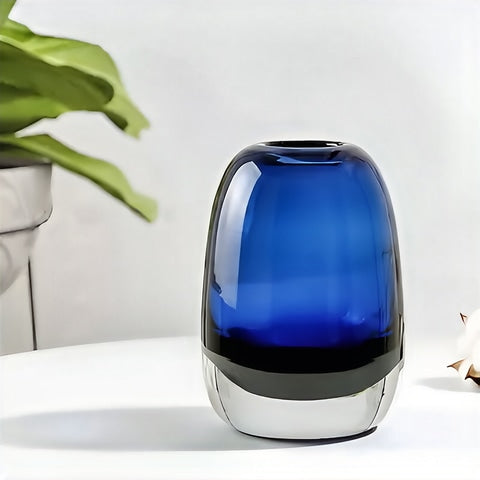 Vase Soliflore Ovale Bleu Translucide
