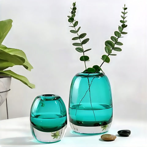 Vase Soliflore Ovale Bleu Translucide