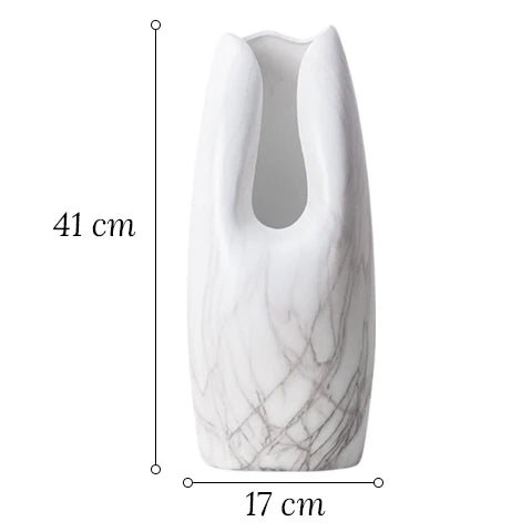 Vase Somptueux Col Ouvert Couleur Marbre