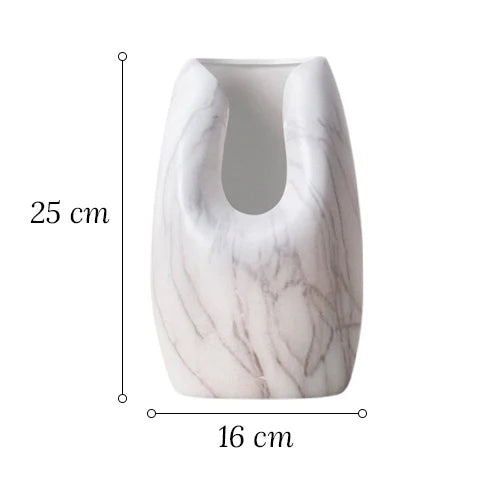 Vase Somptueux Col Ouvert Couleur Marbre