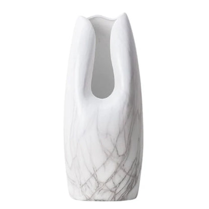 Vase Somptueux Col Ouvert Couleur Marbre