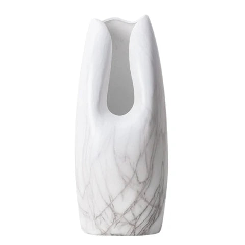 Vase Somptueux Col Ouvert Couleur Marbre