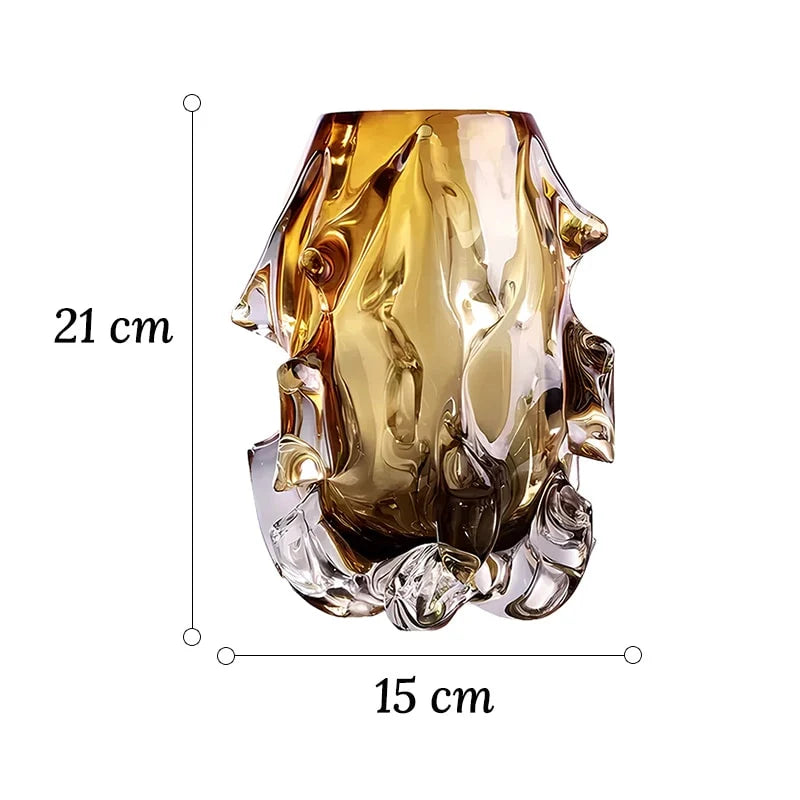 Vase Sophistiqué Ambre au Design Sculptural