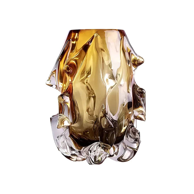 Vase Sophistiqué Ambre au Design Sculptural