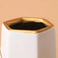 Vase Sophistiqué Polygone Blanc et Doré