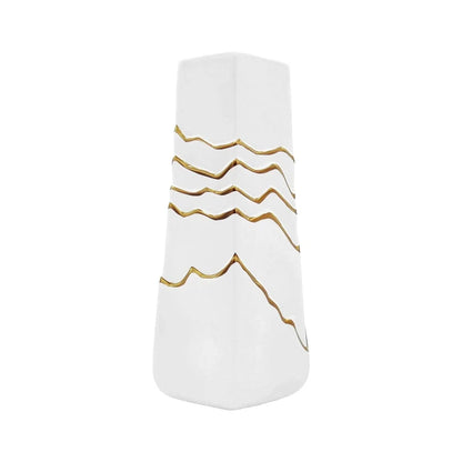 Vase Sophistiqué Polygone Blanc et Doré
