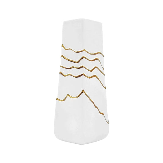 Vase Sophistiqué Polygone Blanc et Doré