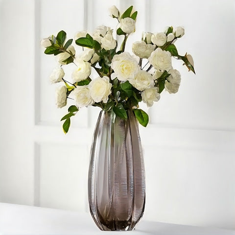 Vase Strié Coloré Marron Transparent