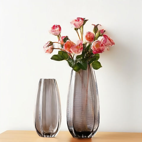 Vase Strié Coloré Marron Transparent