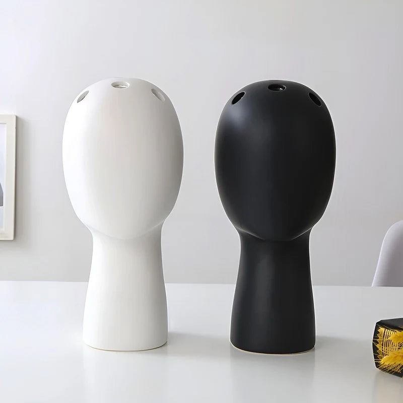 Vase Tête Abstraite Ornement Floral