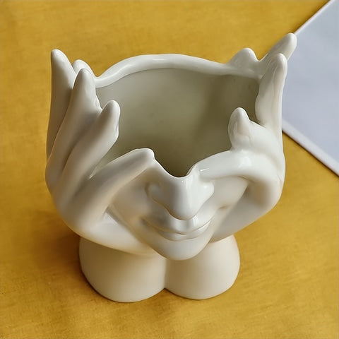 Vase Tête Pensante Blanc Brillant