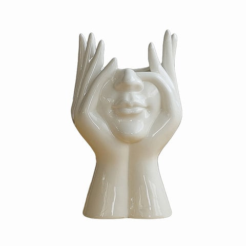 Vase Tête Pensante Blanc Brillant