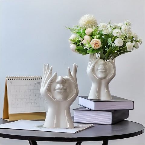 Vase Tête Pensante Blanc Brillant