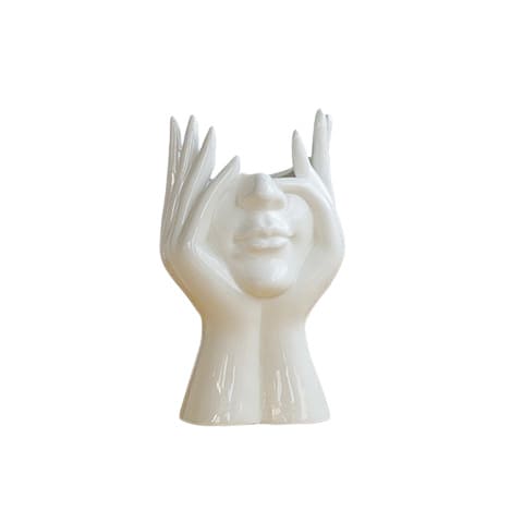Vase Tête Pensante Blanc Brillant