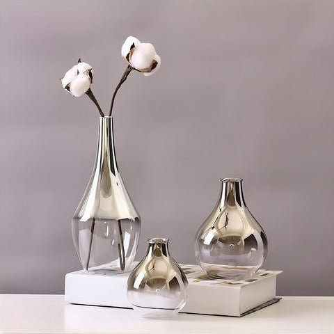 Vase Transparent Argenté Goutte d'Eau