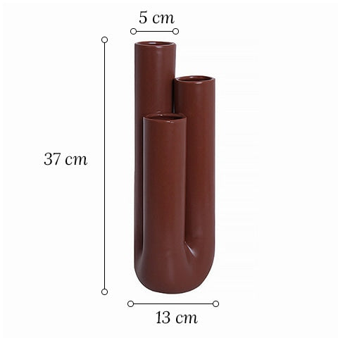 Vase Trois Tubes Blanc ou Marron
