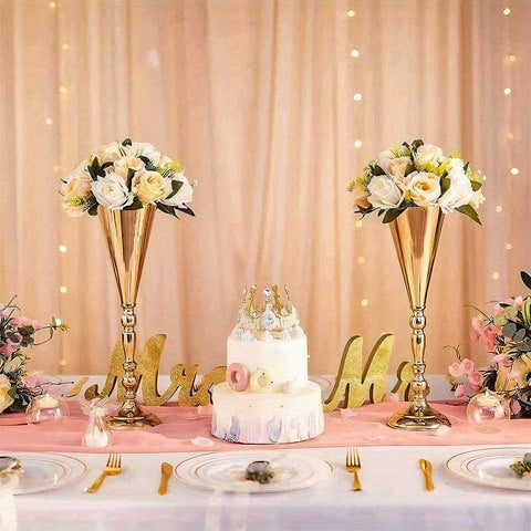 Vase Trompette Mariage Centre de Table Or