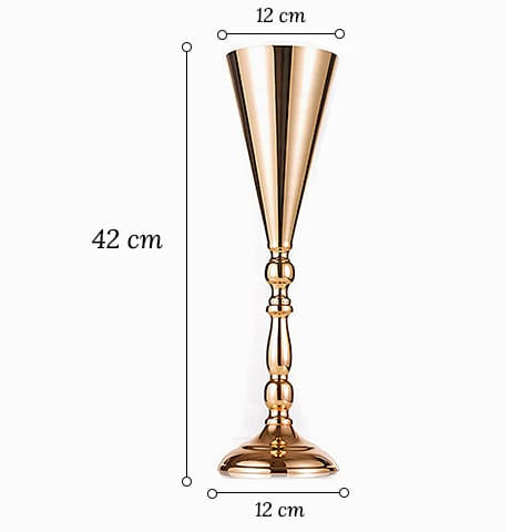 Vase Trompette Mariage Centre de Table Or