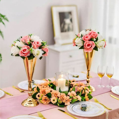 Vase Trompette Mariage Centre de Table Or