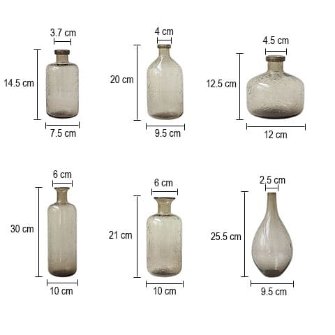 Vase Verre Bullé Forme Bouteille Marron