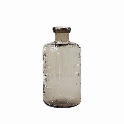 Vase Verre Bullé Forme Bouteille Marron