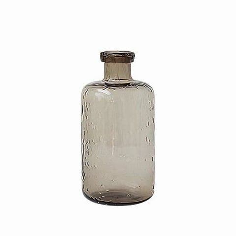 Vase Verre Bullé Forme Bouteille Marron