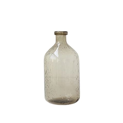 Vase Verre Bullé Forme Bouteille Marron