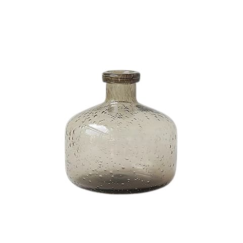 Vase Verre Bullé Forme Bouteille Marron