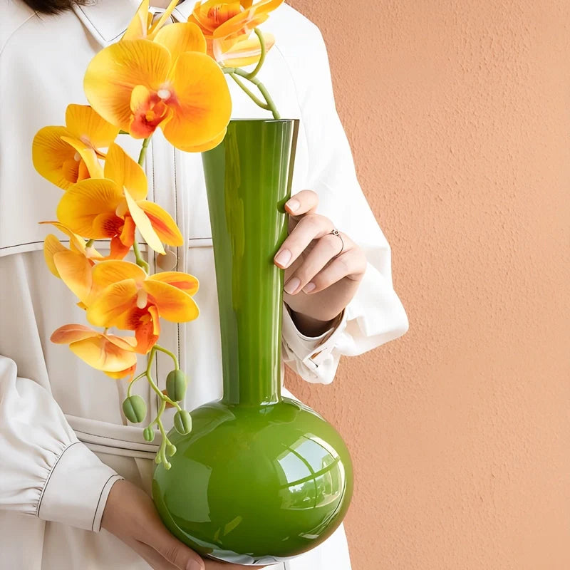 Vase Vert Boule au Col Élancé