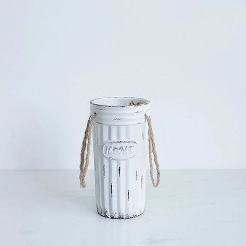 Vase Vieilli Pot à Fleurs Pastel avec Lien de Chanvre